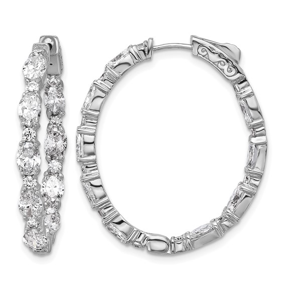14kw Certified Oval and Round VS DEF Diamond Inside/Outside Hoop Earrings