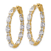 14K Yellow Gold 5.25 Carat Lab Grown Diamond VS+ F+ Oval and Round Complete in and Out Hoop Earrings view 2