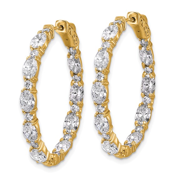 14K Certified Oval and Round VS/SI FGH Diamond Inside/Outside Hoop Earrings