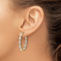 14K Yellow Gold 5.25 Carat Lab Grown Diamond VS+ F+ Oval and Round Complete in and Out Hoop Earrings view 3