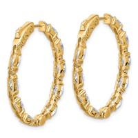 14K Yellow Gold 5.25 Carat Lab Grown Diamond VS+ F+ Oval and Round Complete in and Out Hoop Earrings view 4