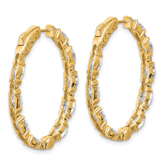14K Certified Oval and Round VS/SI FGH Diamond Inside/Outside Hoop Earrings