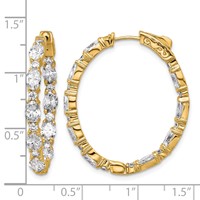 14K Yellow Gold 5.25 Carat Lab Grown Diamond VS+ F+ Oval and Round Complete in and Out Hoop Earrings view 5