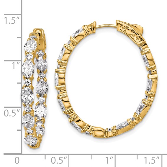 14K Certified Oval and Round VS/SI FGH Diamond Inside/Outside Hoop Earrings