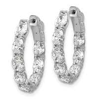 14K White Gold 4 Carat Lab Grown Diamond VS SI+ G+ Oval and Round Complete in and Out Hoop Earrings view 2