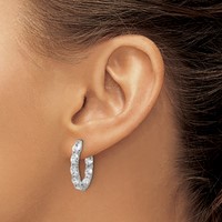 14K White Gold 4 Carat Lab Grown Diamond VS SI+ G+ Oval and Round Complete in and Out Hoop Earrings view 3