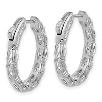 14K White Gold 4 Carat Lab Grown Diamond VS SI+ G+ Oval and Round Complete in and Out Hoop Earrings view 4