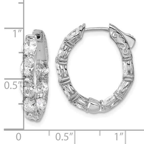 14kw Certified 5x3 Oval Lab Grown VS/SI FGH Diamond Inside/Outside Hoop Ear