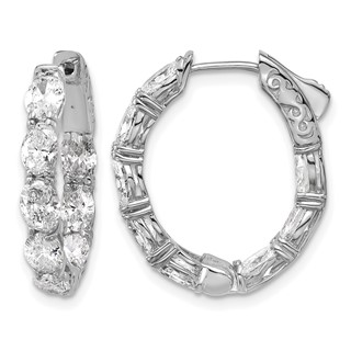 14kw Certified 5x3 Oval Lab Grown VS/SI FGH Diamond Inside/Outside Hoop Ear