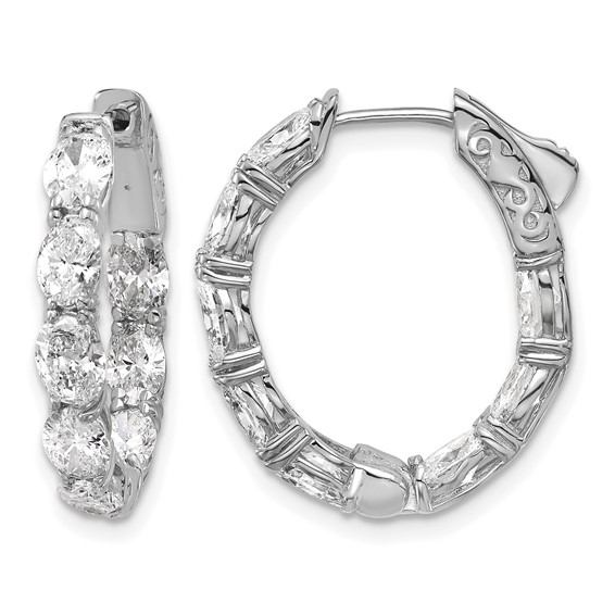 14kw Certified 5x3 Oval Lab Grown VS/SI FGH Diamond Inside/Outside Hoop Ear