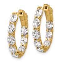 14K Yellow Gold 4 Carat Lab Grown Diamond VS SI+ G+ Oval and Round Complete in and Out Hoop Earrings view 2