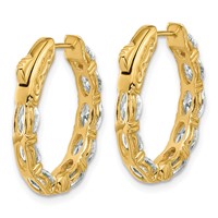 14K Yellow Gold 4 Carat Lab Grown Diamond VS SI+ G+ Oval and Round Complete in and Out Hoop Earrings view 4