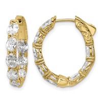 14K Yellow Gold 4 Carat Lab Grown Diamond VS SI+ G+ Oval and Round Complete in and Out Hoop Earrings view 1