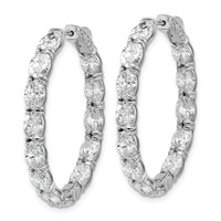 14K White Gold 8.62 Carat Lab Grown Diamond VS SI+ G+ Oval and Round Complete in and Out Hoop Earrings view 2