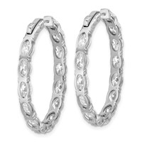 14K White Gold 8.62 Carat Lab Grown Diamond VS SI+ G+ Oval and Round Complete in and Out Hoop Earrings view 4