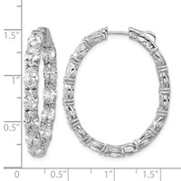 14K White Gold 8.62 Carat Lab Grown Diamond VS SI+ G+ Oval and Round Complete in and Out Hoop Earrings view 5
