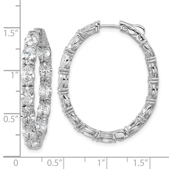 14kw Certified Oval and Round VS/SI FGH Diamond Inside/Outside Hoop Earring