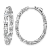 14K White Gold 8.62 Carat Lab Grown Diamond VS SI+ G+ Oval and Round Complete in and Out Hoop Earrings view 1