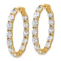 14K Yellow Gold 8.62 Carat Lab Grown Diamond VS SI+ G+ Oval and Round Complete in and Out Hoop Earrings view 2