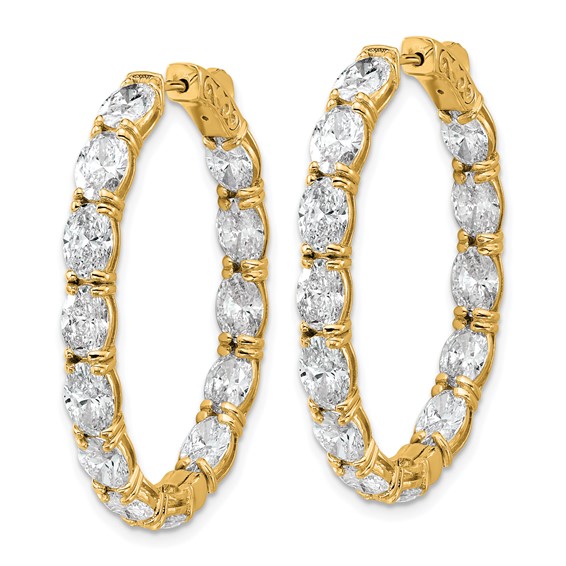 14K Certified Oval and Round VS/SI FGH Diamond Inside/Outside Hoop Earrings