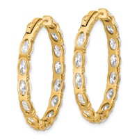 14K Yellow Gold 8.62 Carat Lab Grown Diamond VS SI+ G+ Oval and Round Complete in and Out Hoop Earrings view 4