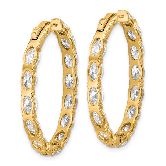 14K Certified Oval and Round VS/SI FGH Diamond Inside/Outside Hoop Earrings