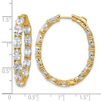 14K Yellow Gold 8.62 Carat Lab Grown Diamond VS SI+ G+ Oval and Round Complete in and Out Hoop Earrings view 5