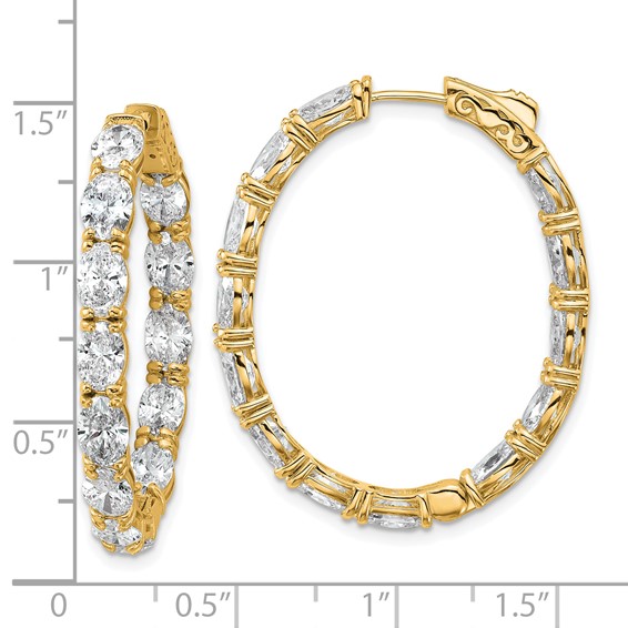 14K Certified Oval and Round VS/SI FGH Diamond Inside/Outside Hoop Earrings