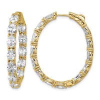 14K Yellow Gold 8.62 Carat Lab Grown Diamond VS SI+ G+ Oval and Round Complete in and Out Hoop Earrings view 1