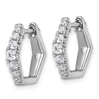 14K White Gold 0.50 Carat Lab Grown Diamond VS+ F+ Complete Fashion Hoop Earrings view 2