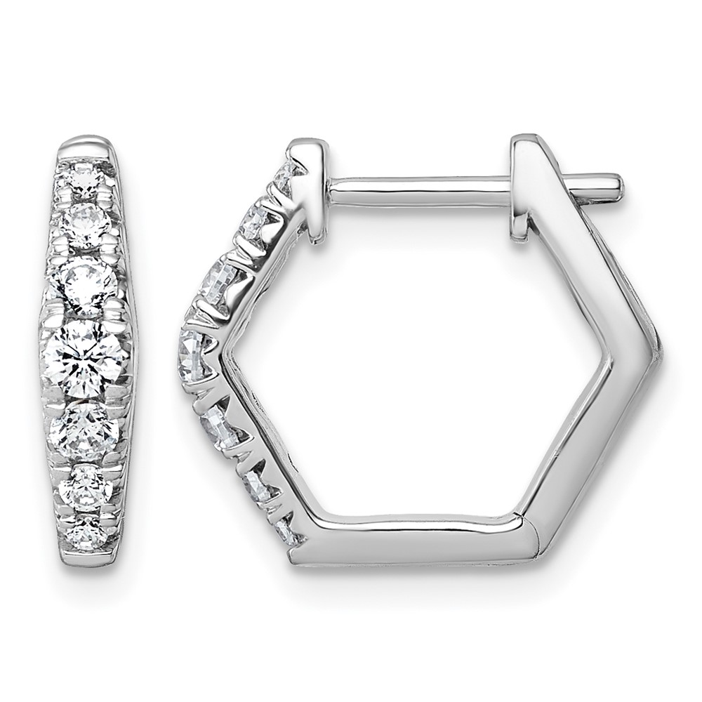 14K White Gold 0.50 Carat Lab Grown Diamond VS+ F+ Complete Fashion Hoop Earrings