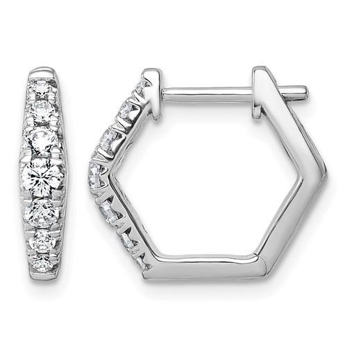 14K White Gold 0.50 Carat Lab Grown Diamond VS+ F+ Complete Fashion Hoop Earrings
