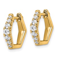 14K Yellow Gold 0.50 Carat Lab Grown Diamond VS+ F+ Complete Fashion Hoop Earrings view 2