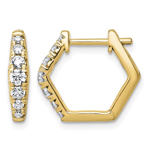 14K Yellow Gold 0.50 Carat Lab Grown Diamond VS+ F+ Complete Fashion Hoop Earrings