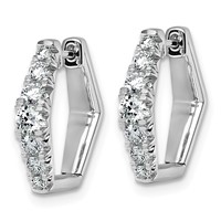 14K White Gold 1 Carat Lab Grown Diamond VS+ F+ Complete Fashion Hoop Earrings view 2