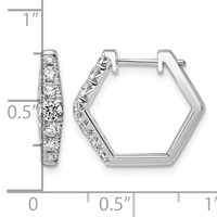 14K White Gold 1 Carat Lab Grown Diamond VS+ F+ Complete Fashion Hoop Earrings view 4