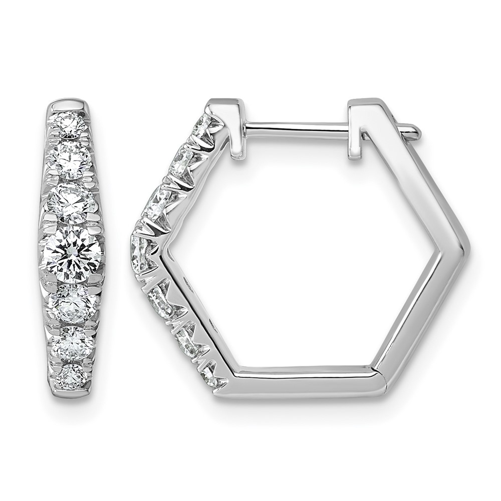 14K White Gold 1 Carat Lab Grown Diamond VS+ F+ Complete Fashion Hoop Earrings