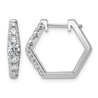 14K White Gold 1 Carat Lab Grown Diamond VS+ F+ Complete Fashion Hoop Earrings view 1