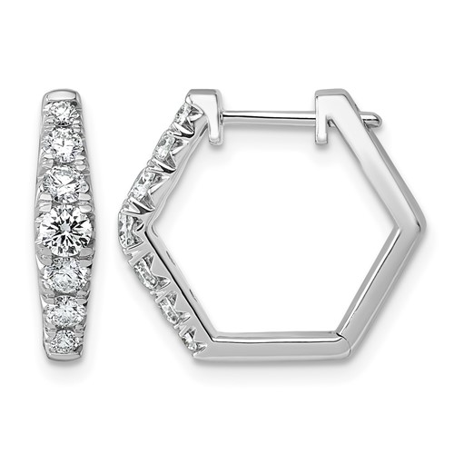 14K White Gold 1 Carat Lab Grown Diamond VS+ F+ Complete Fashion Hoop Earrings