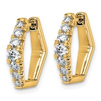 14K Yellow Gold 1 Carat Lab Grown Diamond VS+ F+ Complete Fashion Hoop Earrings view 2
