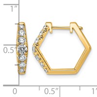 14K Yellow Gold 1 Carat Lab Grown Diamond VS+ F+ Complete Fashion Hoop Earrings view 3