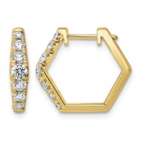14K Yellow Gold 1 Carat Lab Grown Diamond VS+ F+ Complete Fashion Hoop Earrings view 1