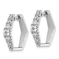 14K White Gold 1.50 Carat Lab Grown Diamond VS+ F+ Complete Fashion Hoop Earrings view 2