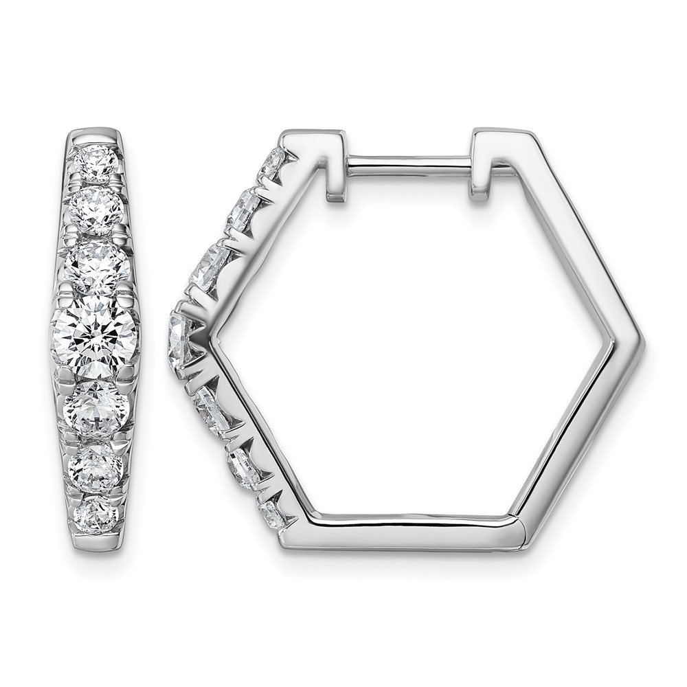14K White Gold 1.50 Carat Lab Grown Diamond VS+ F+ Complete Fashion Hoop Earrings