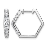 14K White Gold 1.50 Carat Lab Grown Diamond VS+ F+ Complete Fashion Hoop Earrings view 1