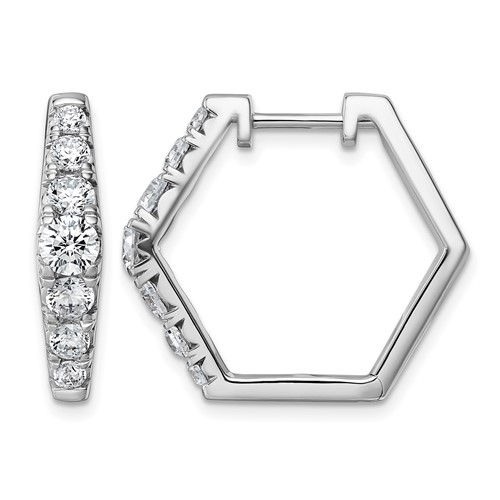14K White Gold 1.50 Carat Lab Grown Diamond VS+ F+ Complete Fashion Hoop Earrings