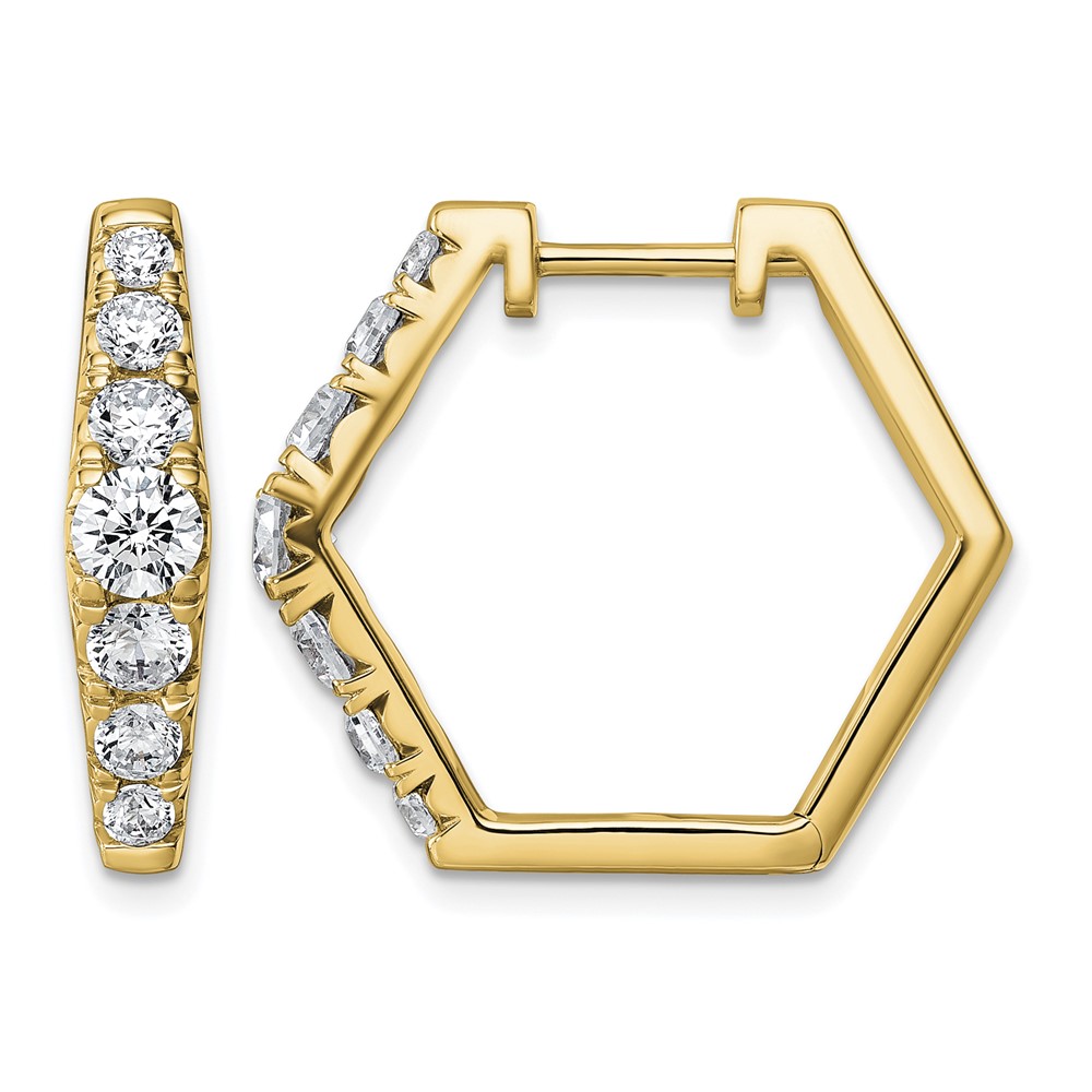 14K Yellow Gold 1.50 Carat Lab Grown Diamond VS+ F+ Complete Fashion Hoop Earrings
