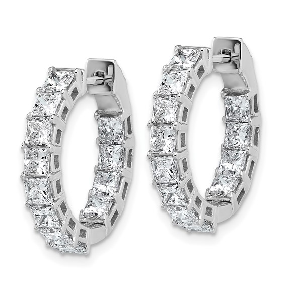 14kw Inside/Outside Cert Lab Grown VS DEF Princess Diamond Hoop Earrings