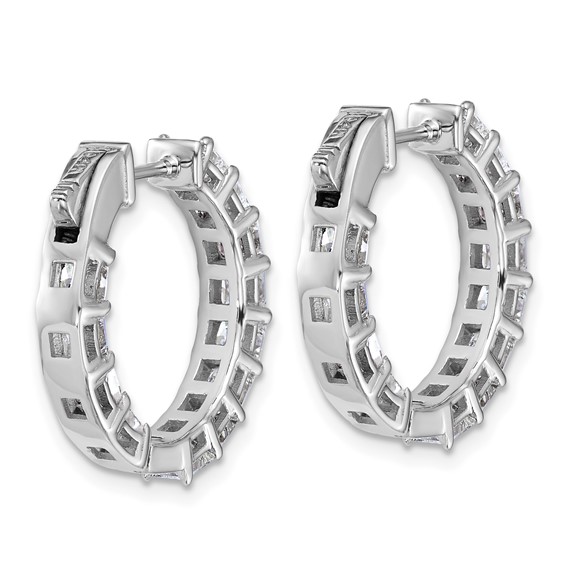14kw Inside/Outside Cert Lab Grown VS DEF Princess Diamond Hoop Earrings