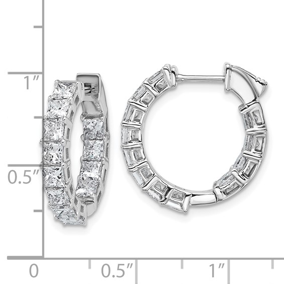 14kw Inside/Outside Cert Lab Grown VS DEF Princess Diamond Hoop Earrings